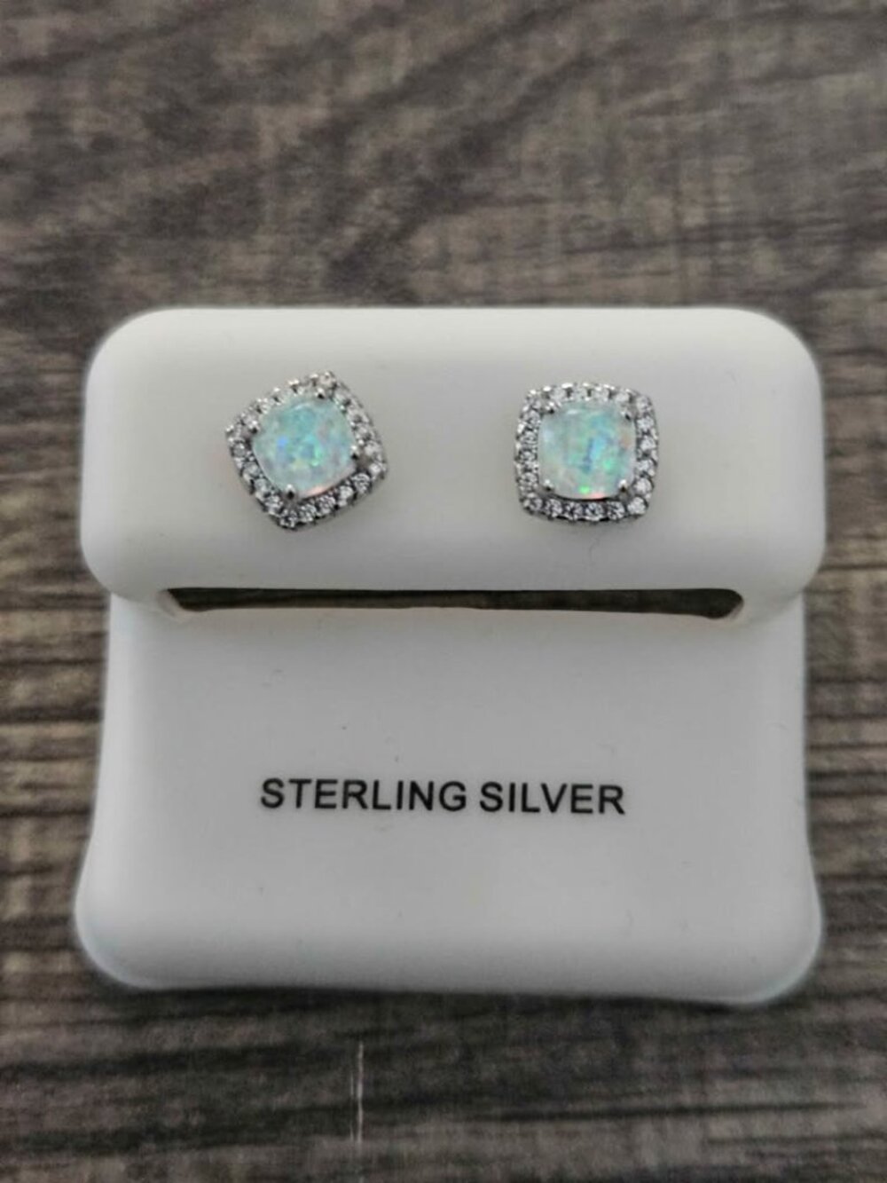 .925 Sterling Silver - Elegant Fire Opal & VVS Moissanite Halo Stud Earrings